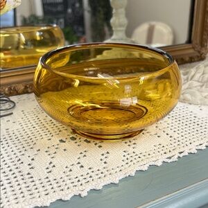 Amber Glass Bowl Vintage